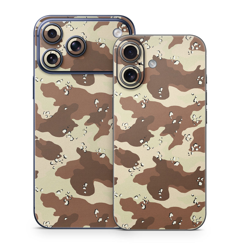 iPhone 17 Series Skin design of Military camouflage, Brown, Pattern, Design, Camouflage, Textile, Beige, Illustration, Uniform, Metal, with gray, red, black, green colors
