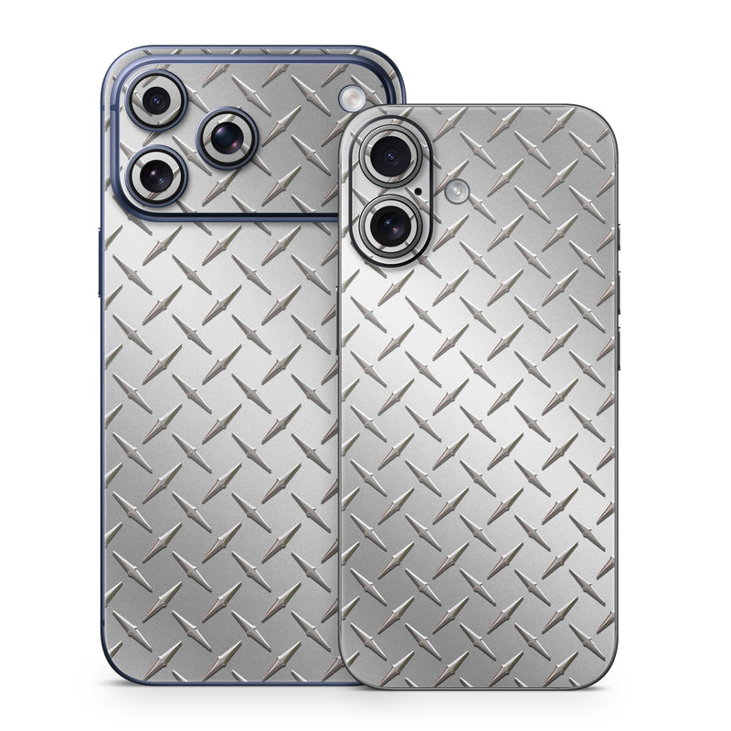 iPhone 17 Series Skin design of Pattern, Metal, Line, Design, Steel, Parallel, Tile, Beige, Flooring, with gray colors