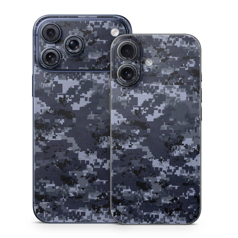 iPhone 17 Series Skin design of Military camouflage, Black, Pattern, Blue, Camouflage, Design, Uniform, Textile, Black-and-white, Space, with black, gray, blue colors