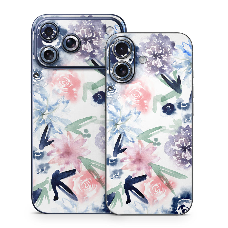 iPhone 17 Series Skin design of Pattern, Graphic design, Design, Floral design, Plant, Flower, Illustration, with white, blue, purple, green, pink colors