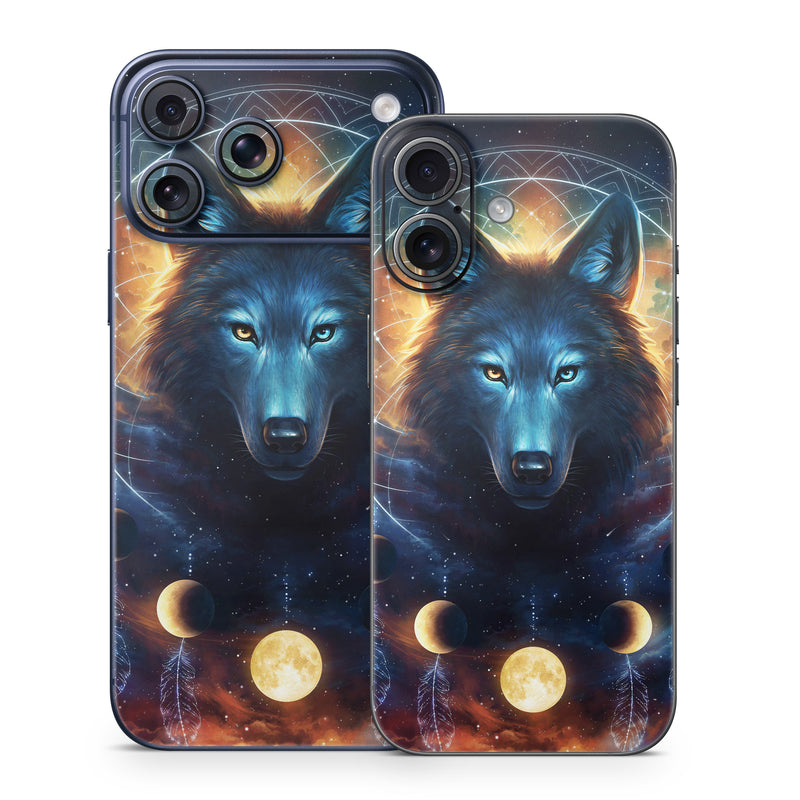iPhone 17 Series Skin design of Light, Nature, Carnivore, Organism, Dog breed, Art, Electric blue, Space, Midnight, Illustration, with black, blue, yellow, orange, green, red, white colors
