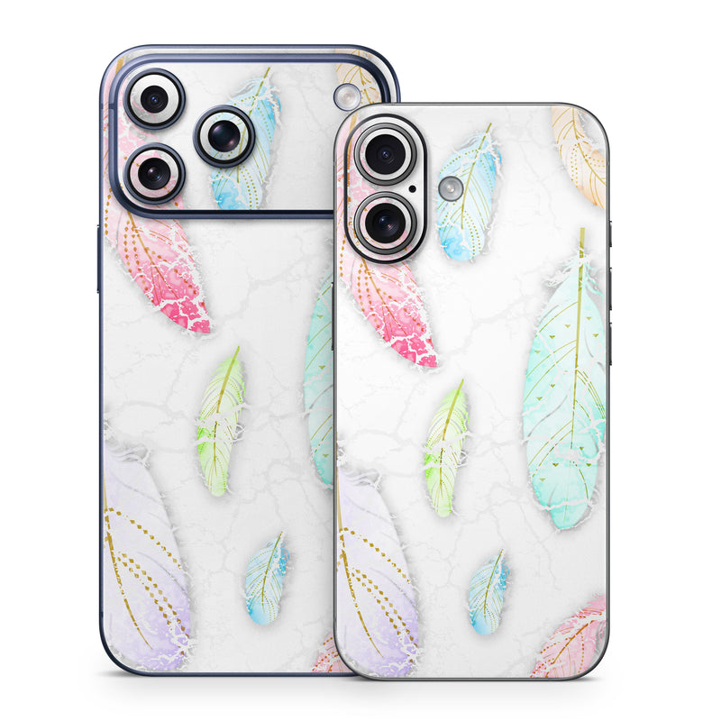iPhone 17 Series Skin design of Feather, Fashion accessory, Jewellery, with red, blue, green, purple, white, brown colors