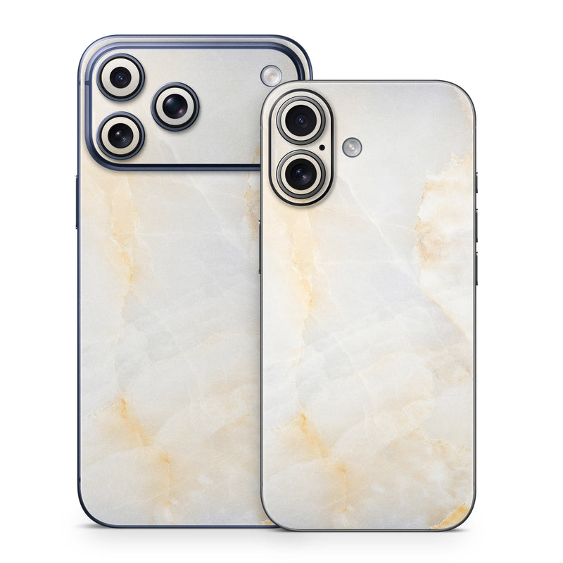 iPhone 17 Series Skin design of White, Textile, Flooring, Marble, Paper, Pattern, Fashion accessory, Tile, with white, orange, black, yellow colors