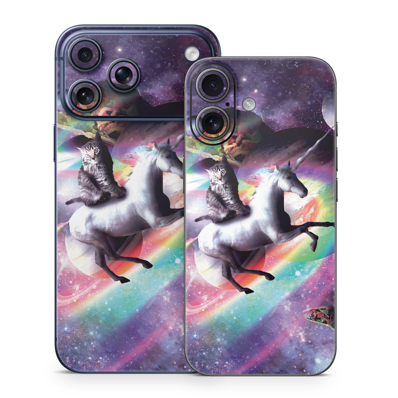 iPhone 17 Series Skin design of Illustration, Graphic design, Fictional character, Space, Sky, Astronomical object, Universe, Outer space, Art, Unicorn, with black, white, gray, red, yellow, green, blue, orange colors