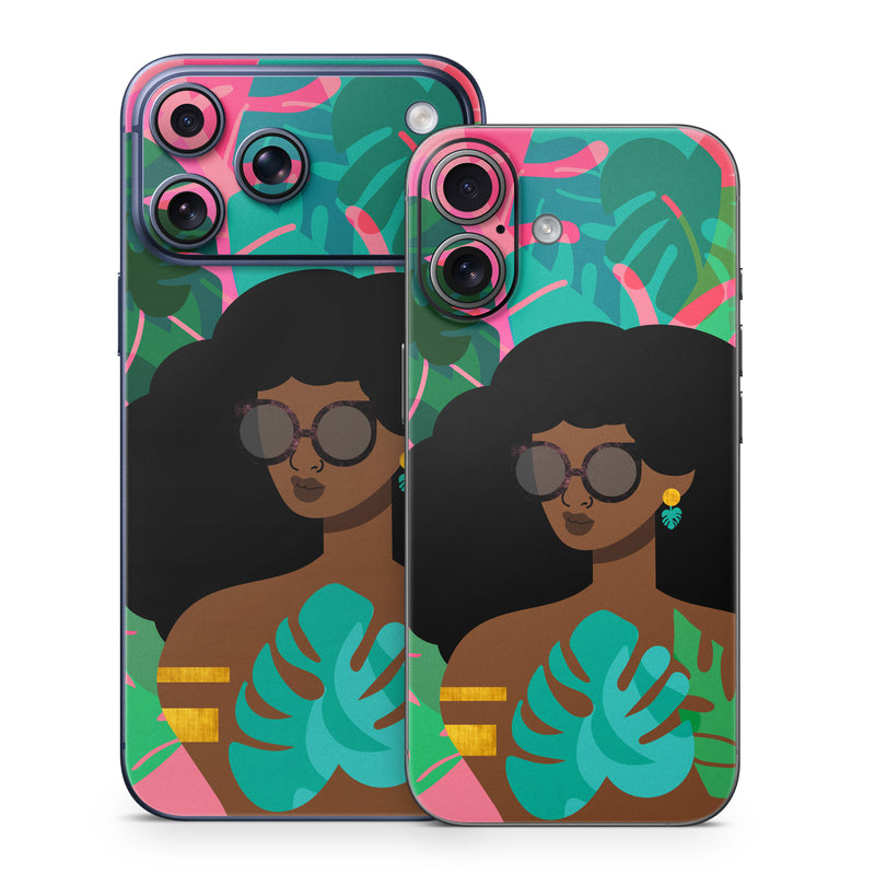 iPhone 17 Series Skin design of Illustration, Afro, Art, Eyewear, Glasses, Graphic design, Visual arts, Graphics, Fictional character, with brown, black, green, pink, blue, yellow colors
