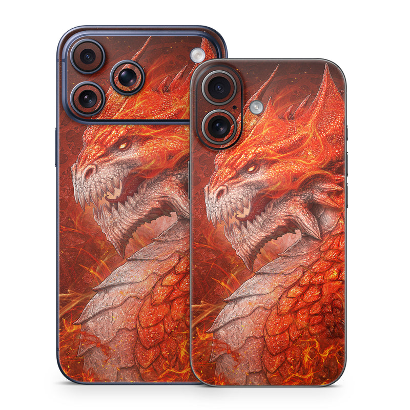 iPhone 17 Series Skin design of Fictional character, Cg artwork, Illustration, Art, Demon, Geological phenomenon, Mythical creature, Dragon, Cryptid, with red, orange, yellow colors