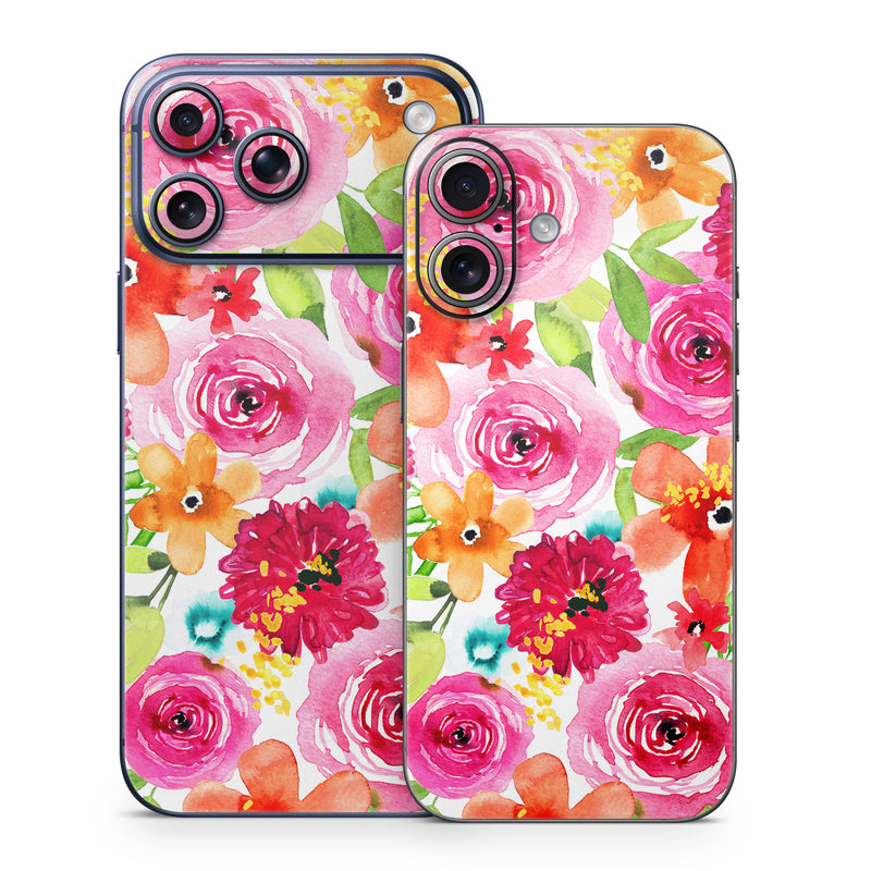 iPhone 17 Series Skin design of Flower, Cut flowers, Floral design, Plant, Pink, Bouquet, Petal, Flower Arranging, Artificial flower, Clip art, with pink, red, green, orange, yellow, blue, white colors
