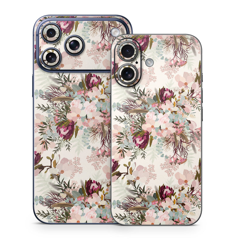 iPhone 17 Series Skin design of Pink, Pattern, Lilac, Flower, Plant, Petal, Floral design, Textile, Design, Blossom, with white, red, pink, blue, brown colors