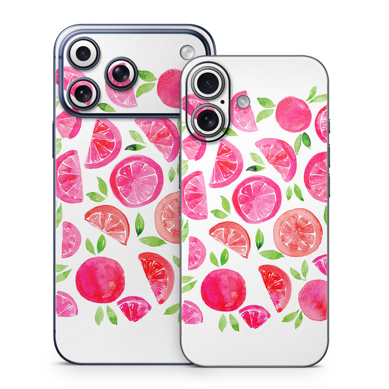 iPhone 17 Series Skin design of Food, Plant, Fruit, Botany, Natural foods, Seedless fruit, Ingredient, Red, Font, Citrus, with pink, green, red, white colors