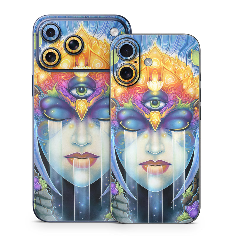 iPhone 17 Series Skin design of Art paint, Paint, Painting, Art, Illustration, Fictional character, Symmetry, Cg artwork, Visual arts, Electric blue, with blue, yellow, orange, red, purple, blue, green, brown, gray colors