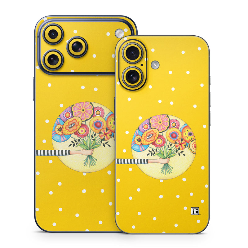 iPhone 17 Series Skin design of Circle, Illustration, Clip art, Plant, with orange, yellow, pink, gray, green, black colors