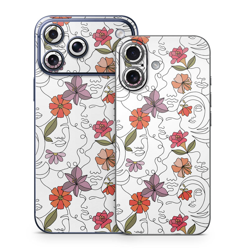 iPhone 17 Series Skin design of Flower, Plant, White, Product, Petal, Branch, Rectangle, Botany, Textile, Creative arts, with white, red, purple, green, orange colors