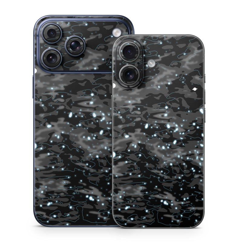 iPhone 17 Series Skin design of Black, Water, Space, Black-and-white, Granite, with blue, white, gray, blue colors