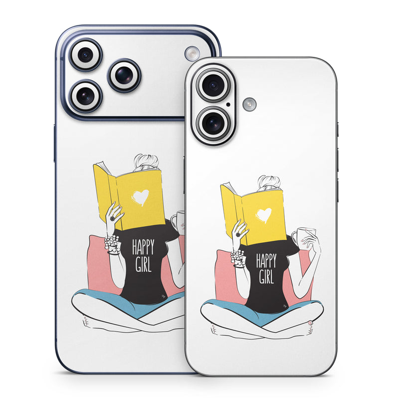 iPhone 17 Series Skin design of White, Sleeve, Gesture, Cartoon, Comfort, Elbow, Font, Graphics, Knee, Art, with white, black, blue, pink, yellow colors