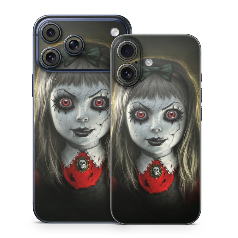 iPhone 17 Series Skin design of Fiction, Illustration, Fictional character, Ghost, Darkness, Vampire, Goth subculture, Zombie, Art, Skull, with white, red, black, yellow colors