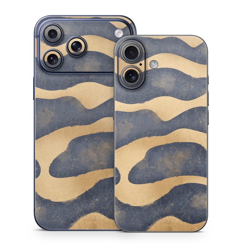 iPhone 17 Series Skin design of Art, Painting, Pattern, Font, Landscape, Dune, Illustration, Aeolian landform, Sand, Visual arts, with blue, brown colors