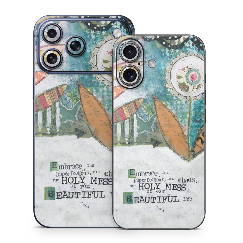 iPhone 17 Series Skin design of Leaf, Font, Plant, Illustration, Art, with blue, white, green, red, orange, yellow colors