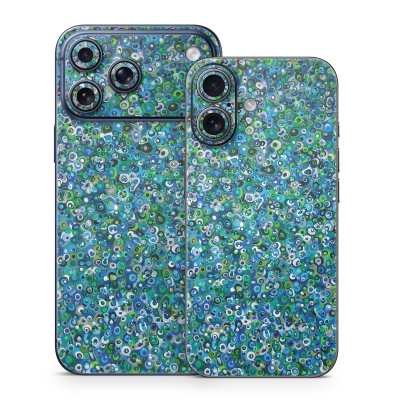 iPhone 17 Series Skin design of Blue, Plant, Glitter, with blue, green, white colors