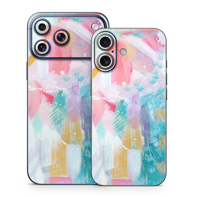 iPhone 17 Series Skin design of Colorfulness, Art paint, Paint, Pink, Creative arts, Art, Aqua, Magenta, Tints and shades, Font, with white, blue, pink, purple, green, yellow colors
