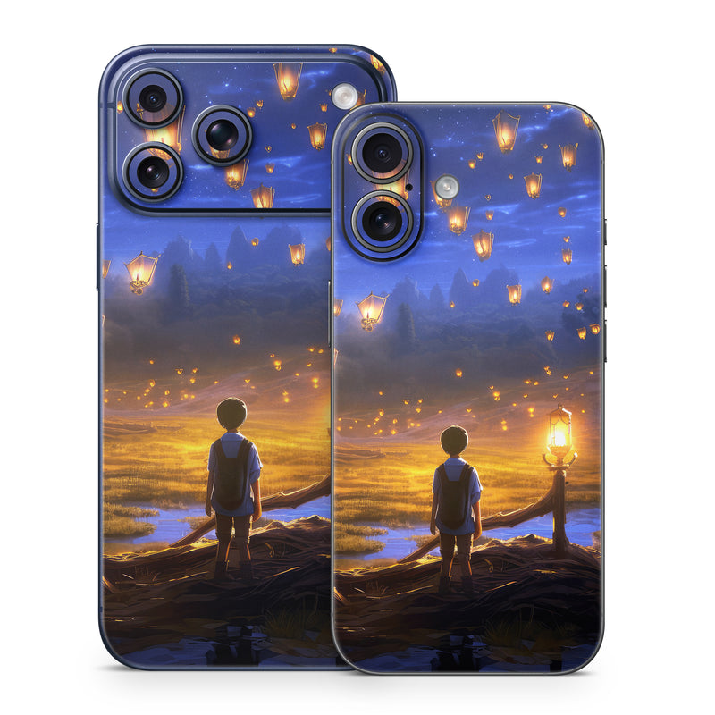 iPhone 17 Series Skin design of Cloud, World, Nature, Sky, People in nature, Happy, Flash photography, Natural landscape, Horizon, Heat, with black, blue, orange, yellow, gray, purple, orange, green colors