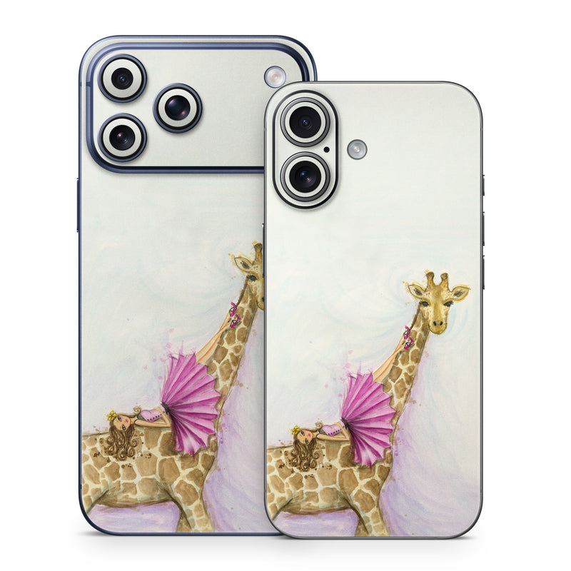 iPhone 17 Series Skin design of Giraffe, Giraffidae, Terrestrial animal, Pink, Wildlife, Snout, Fawn, Illustration, Watercolor paint, Magenta, with blue, brown, orange, pink colors