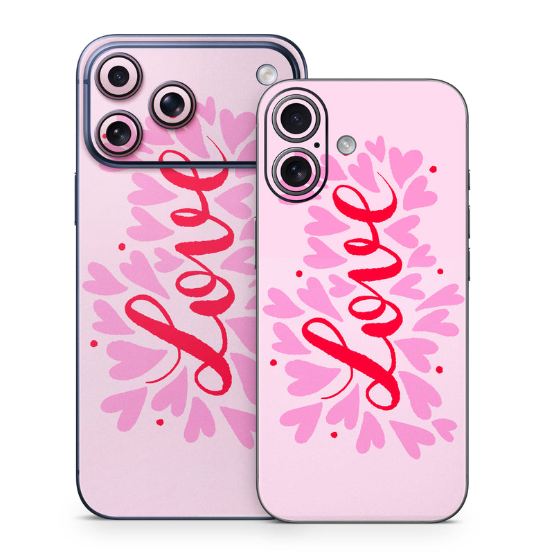 iPhone 17 Series Skin design of Plant, Pink, Font, Art, Magenta, Pattern, Logo, Peach, Event, Graphics, with pink, red colors