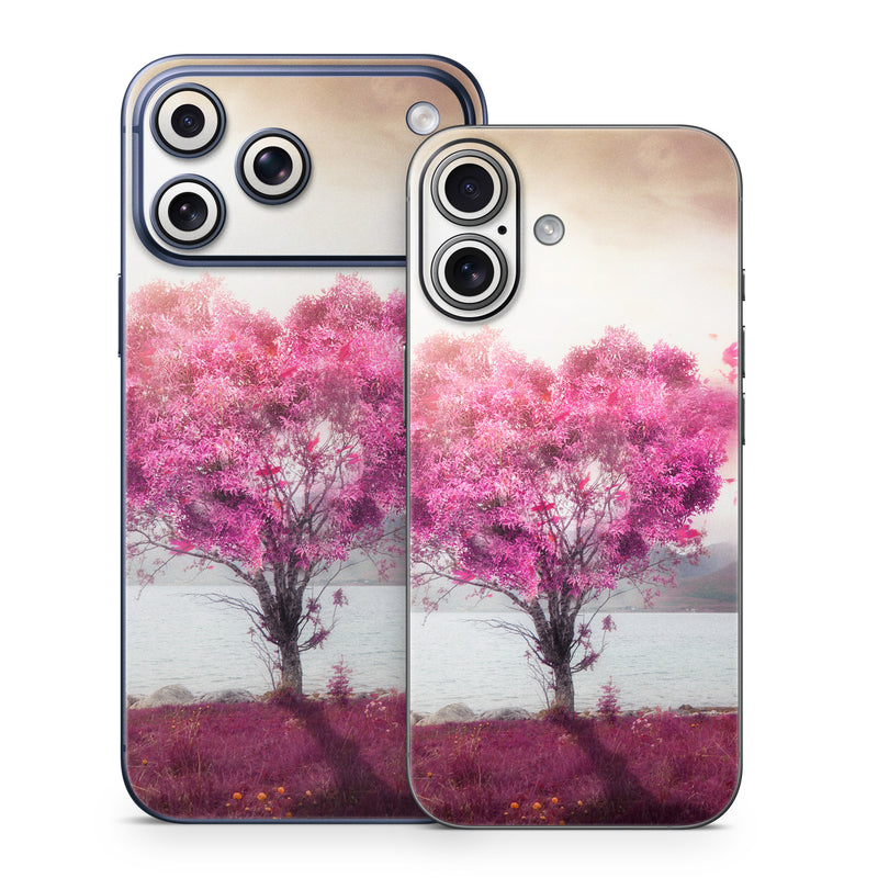 iPhone 17 Series Skin design of Sky, Nature, Natural landscape, Pink, Tree, Spring, Purple, Landscape, Cloud, Magenta, with pink, yellow, blue, black, gray colors