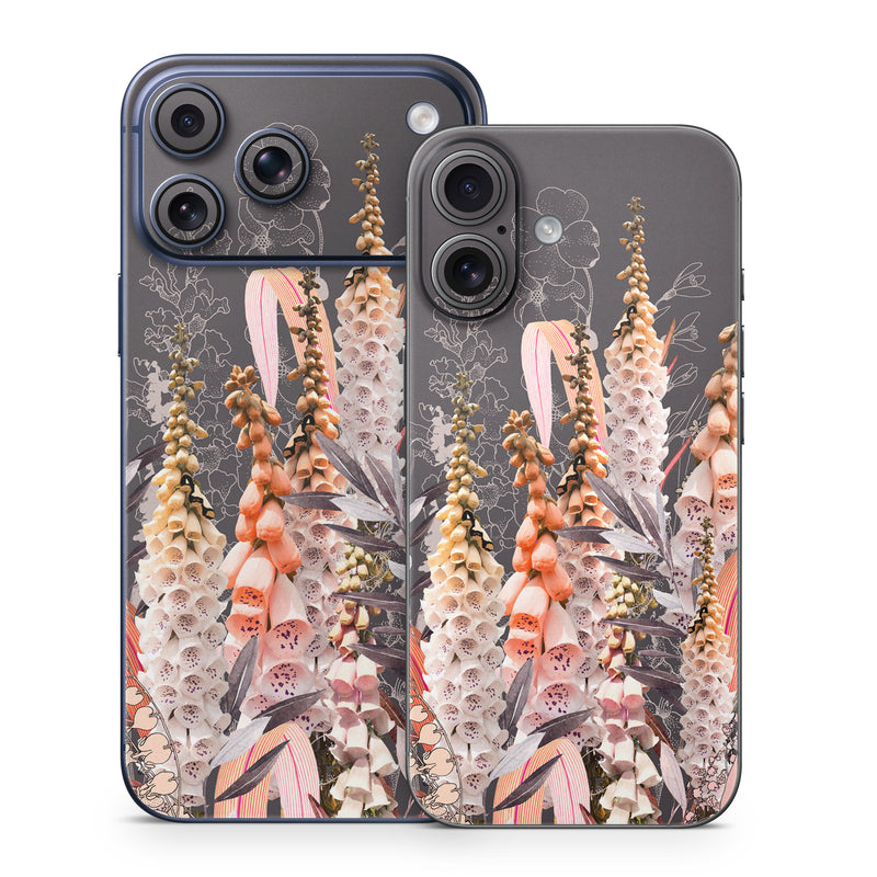 iPhone 17 Series Skin design of Flower, Plant, Foxtail lily, Botany, Plant stem, Illustration, Broomrape, with brown, pink, white, yellow, orange colors