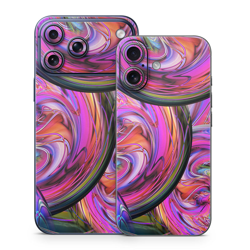 iPhone 17 Series Skin design of Pattern, Psychedelic art, Purple, Art, Fractal art, Design, Graphic design, Colorfulness, Textile, Visual arts, with purple, black, red, gray, blue, green colors
