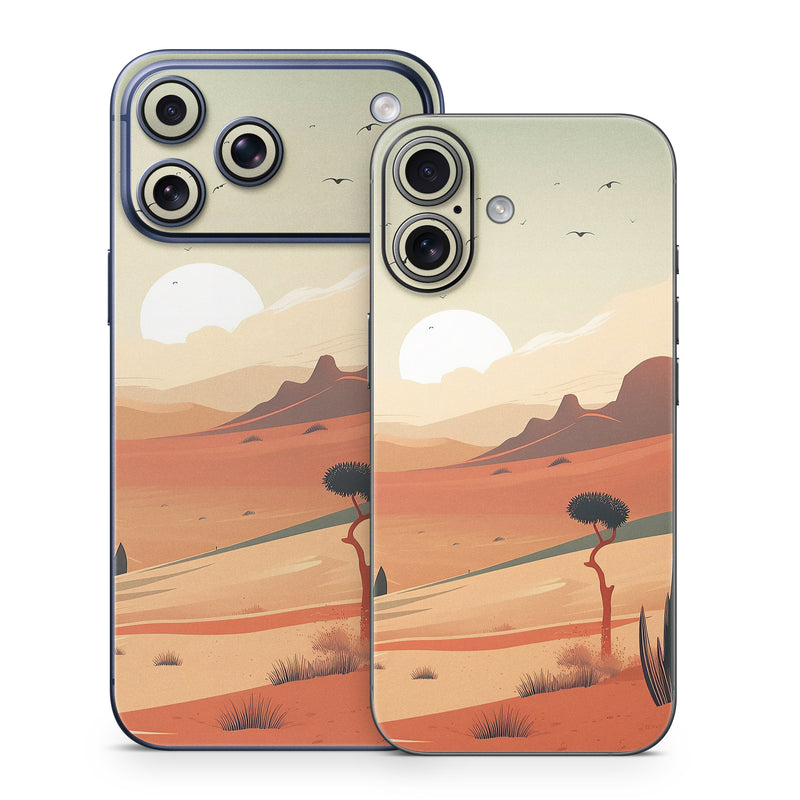 iPhone 17 Series Skin design of Sky, Bird, Ecoregion, Light, Nature, Cloud, Natural environment, Moon, Natural landscape, Biome, with orange, yellow, brown, green, white, black colors