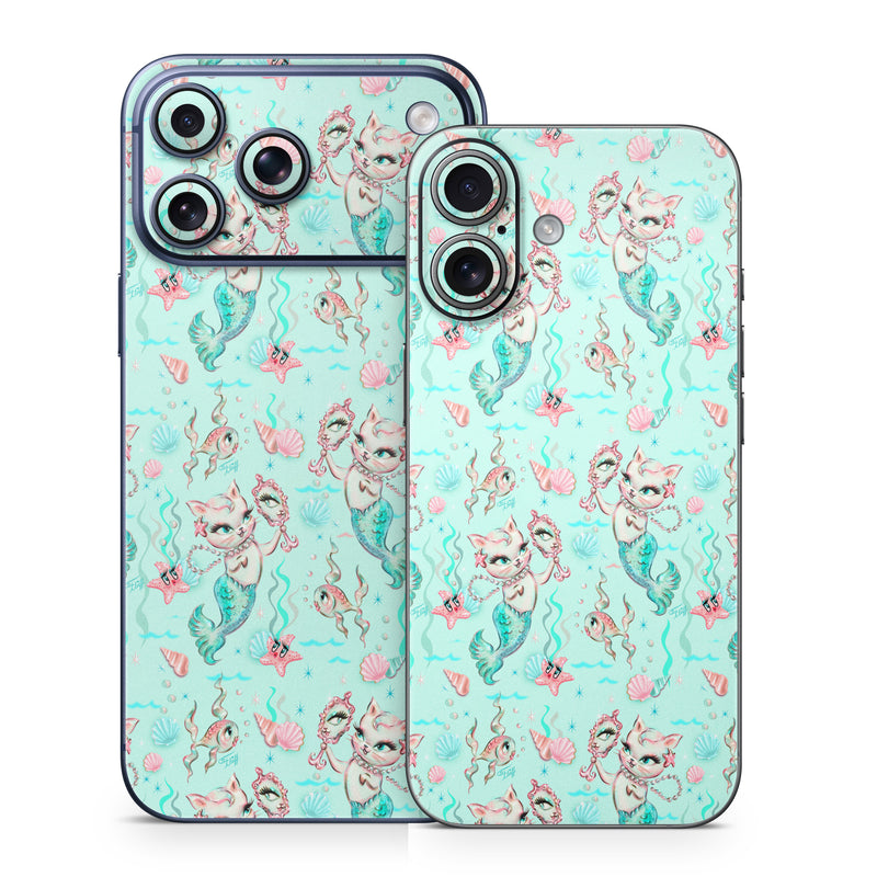iPhone 17 Series Skin design of Green, Aqua, Pattern, Teal, Turquoise, Pink, Textile, Wrapping paper, Design, with blue, pink, white, green colors