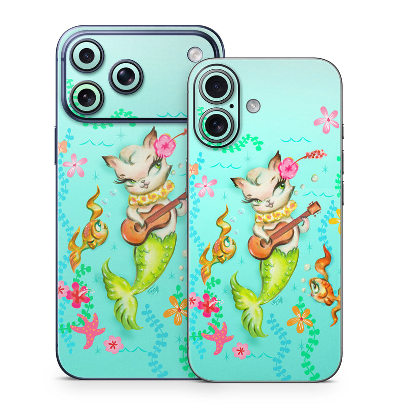 iPhone 17 Series Skin design of Fictional character, Illustration, Mermaid, Mythical creature, Clip art, Art, with blue, green, pink, yellow, orange, white, gray, brown colors
