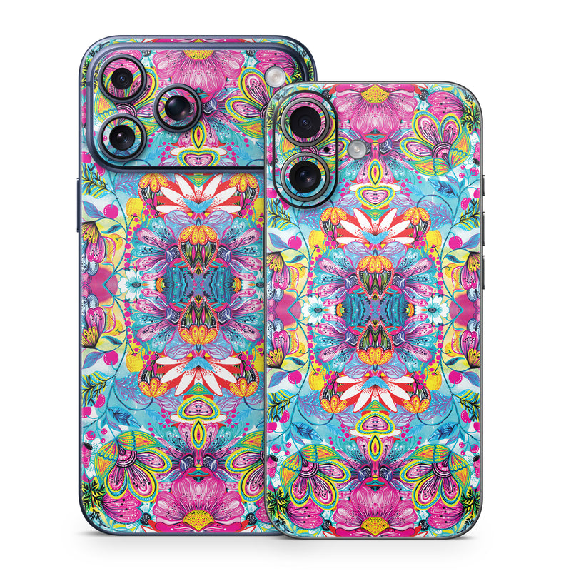 iPhone 17 Series Skin design of Pattern, Psychedelic art, Design, Textile, Visual arts, Art, Magenta, Motif, Symmetry, Paisley, with pink, blue, purple, yellow, orange, green, red colors