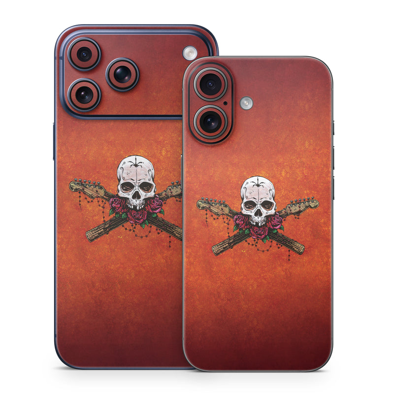 iPhone 17 Series Skin design of Sleeve, Orange, Skull, Font, Bone, Art, T-shirt, Symbol, Circle, Emblem, with black, white, gray, brown, red, green colors