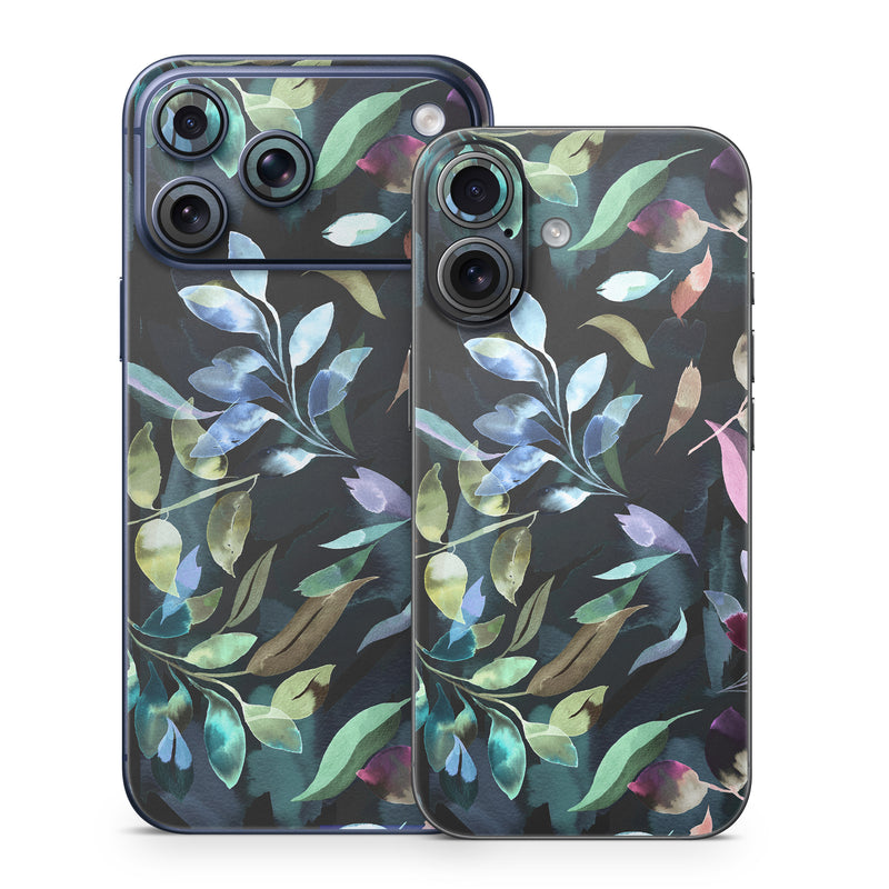 iPhone 17 Series Skin design of Flower, Leaf, Plant, Botany, Organism, Line, Art, Petal, Groundcover, Terrestrial plant, with black, blue, green, purple, pink, red, white colors