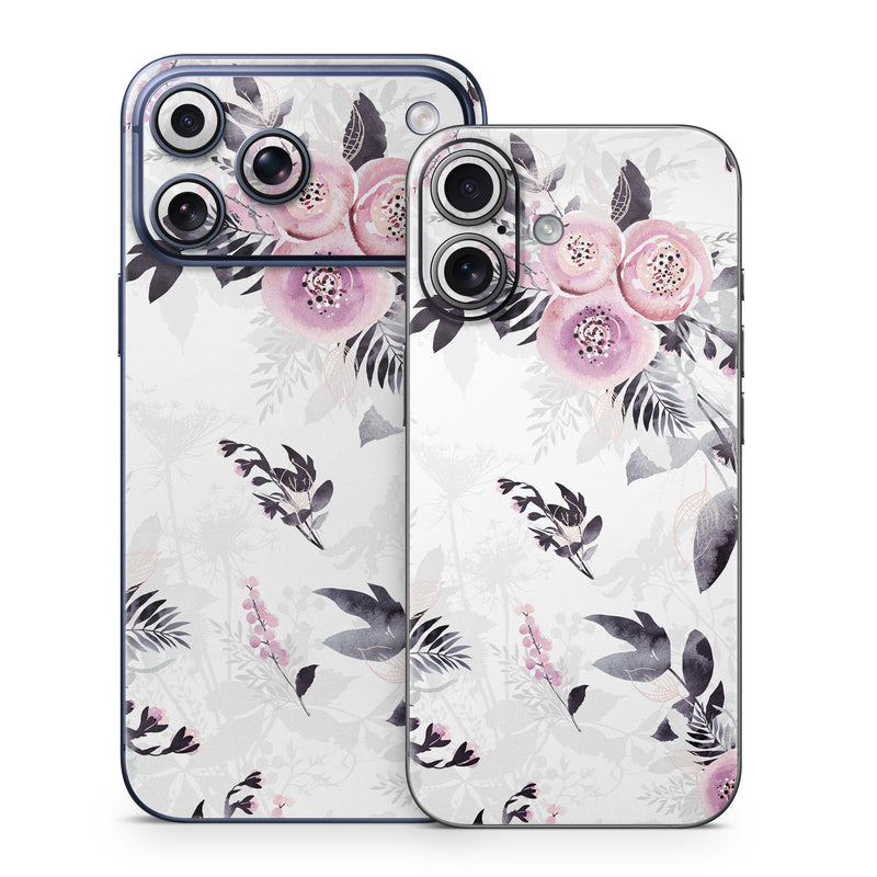 iPhone 17 Series Skin design of Pink, Pattern, Design, Floral design, Textile, Plant, Flower, Magenta, Petal, Wallpaper, with white, purple, pink, black, gray colors