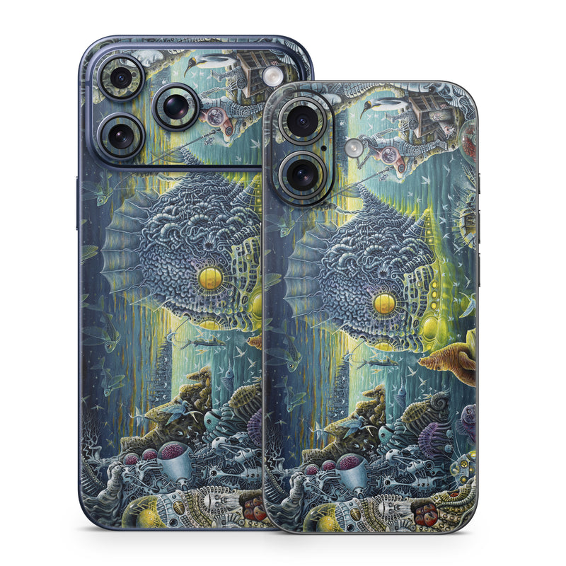 iPhone 17 Series Skin design of Organism, Water, Illustration, Art, Painting, Cg artwork, Fiction, Fictional character, Marine biology, Mythology, with black, gray, blue, green colors