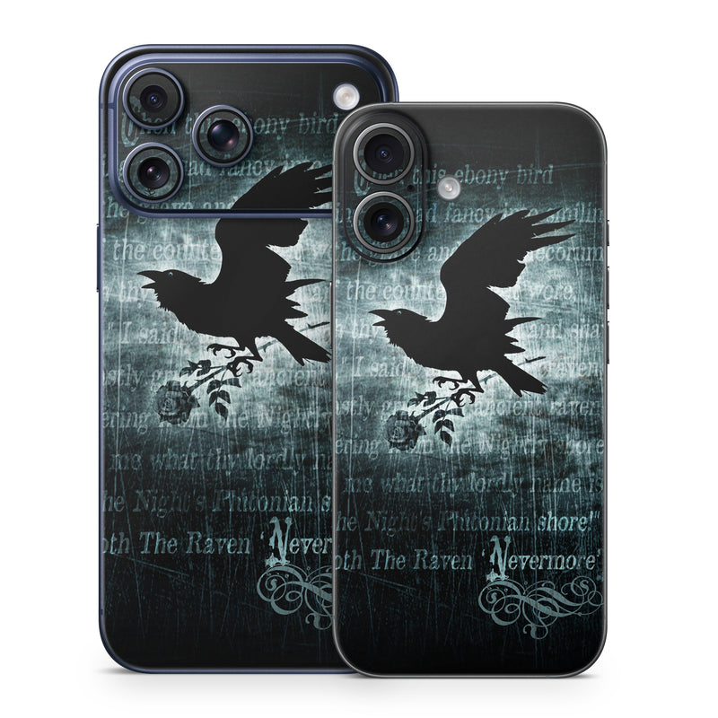 iPhone 17 Series Skin design of Bird, Text, Wing, Graphic design, Darkness, Font, Illustration, Graphics, with black, white, blue colors
