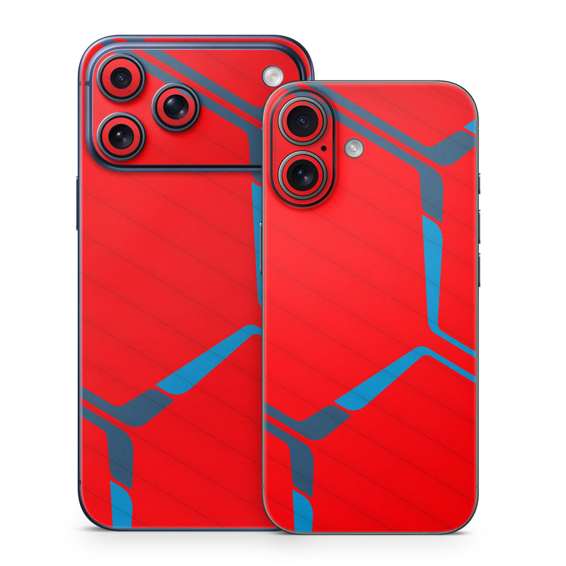 iPhone 17 Series Skin design of Triangle, Font, Rectangle, Tints and shades, Magenta, Electric blue, Pattern, Parallel, Symmetry, Carmine, with red, blue colors