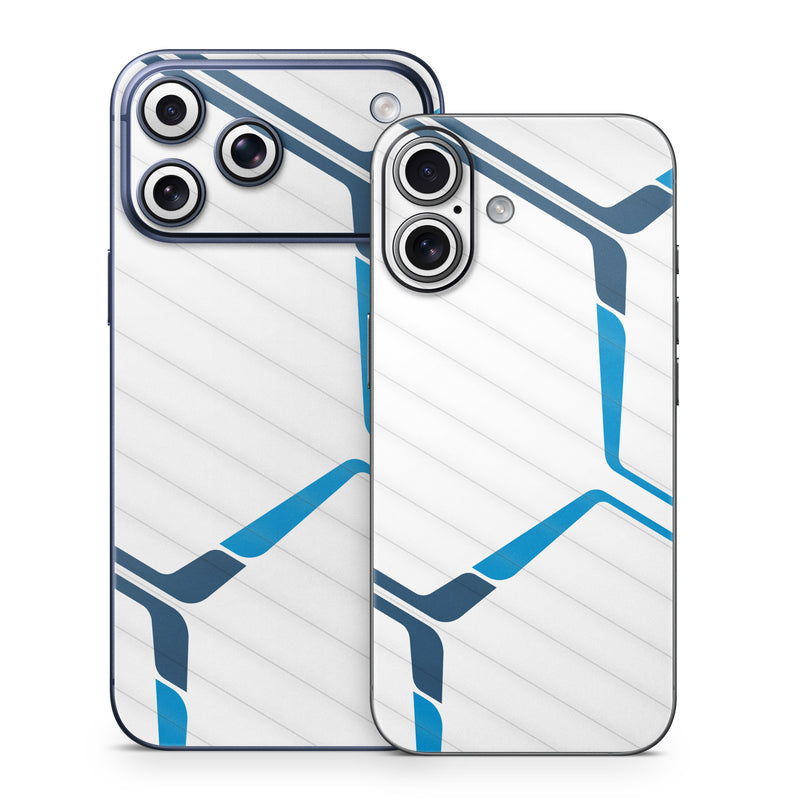 iPhone 17 Series Skin design of Textile, Sleeve, Font, Parallel, Pattern, Electric blue, Jersey, Sportswear, Symmetry, Graphics, with white, blue colors