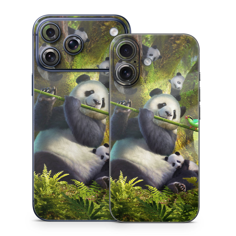 iPhone 17 Series Skin design of Plant, Organism, Grass, Adaptation, Terrestrial animal, Painting, People in nature, Art, Beak, Panda, with white, black, brown, green, gray, yellow colors
