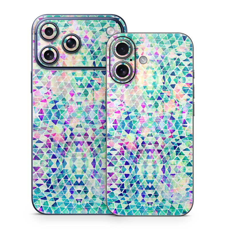 iPhone 17 Series Skin design of Pattern, Aqua, Line, Teal, Purple, Turquoise, Design, with white, blue, purple, orange, green colors