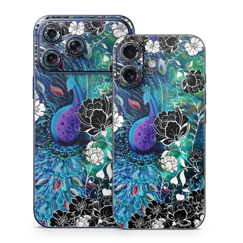 iPhone 17 Series Skin design of Pattern, Psychedelic art, Organism, Turquoise, Purple, Graphic design, Art, Design, Illustration, Fractal art, with black, blue, gray, green, white colors