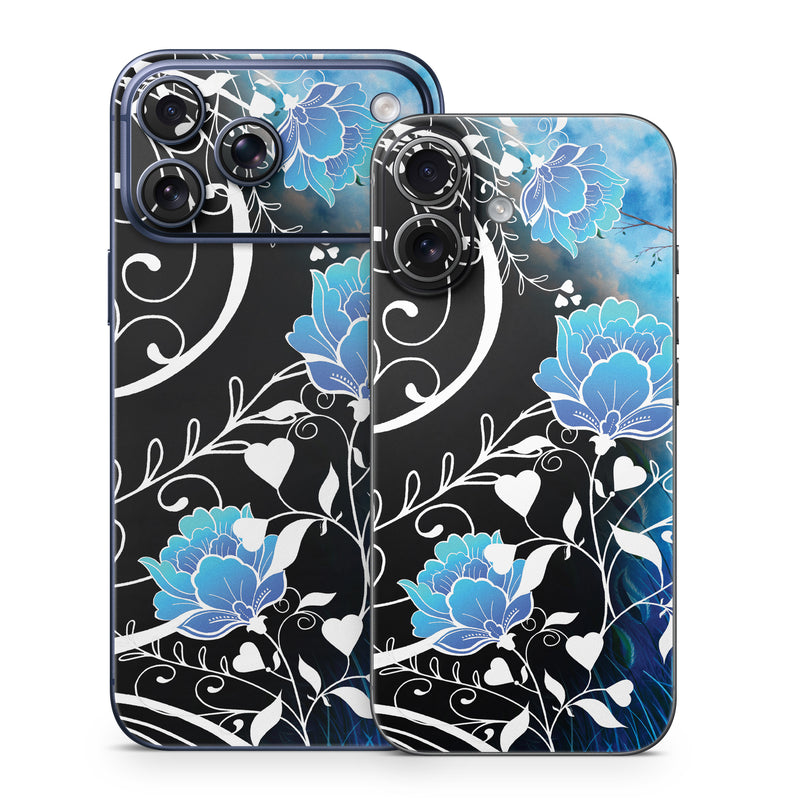 iPhone 17 Series Skin design of Blue, Pattern, Graphic design, Design, Illustration, Organism, Visual arts, Graphics, Plant, Art, with black, blue, gray, white colors