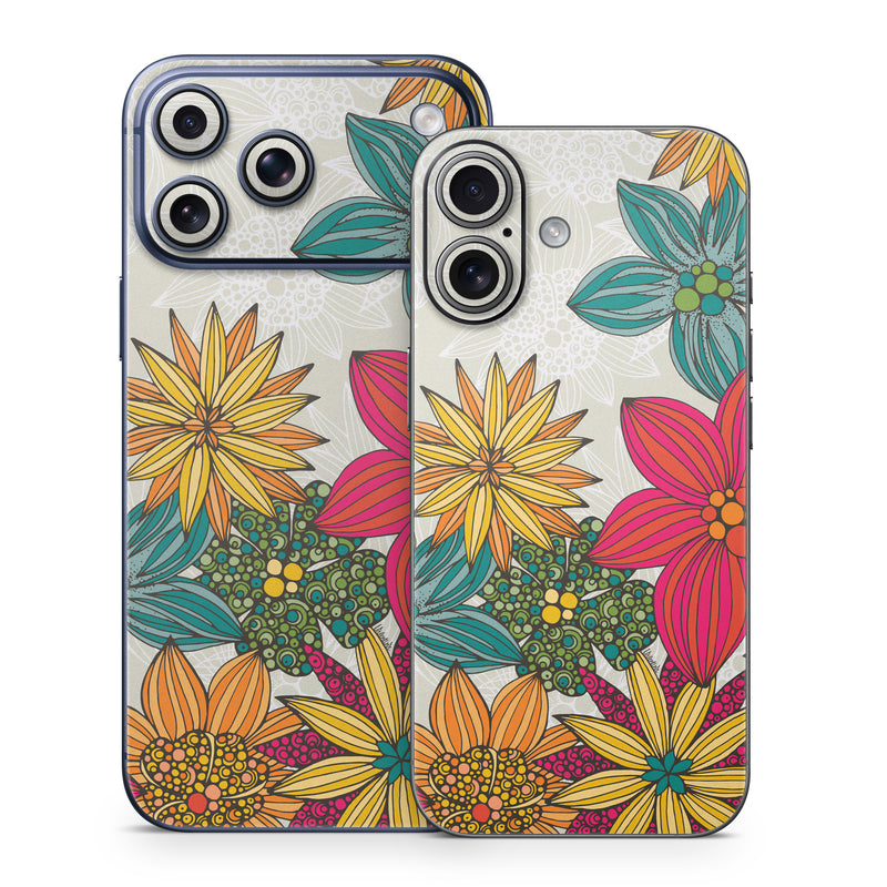 iPhone 17 Series Skin design of Floral design, Pattern, Flower, Wildflower, Plant, Botany, Leaf, Design, Textile, Visual arts, with blue, yellow, red, green, orange, gray colors