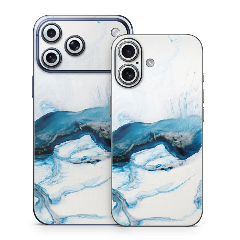 iPhone 17 Series Skin design of Glacial landform, Blue, Water, Glacier, Sky, Arctic, Ice cap, Watercolor paint, Drawing, Art, with white, blue, black colors