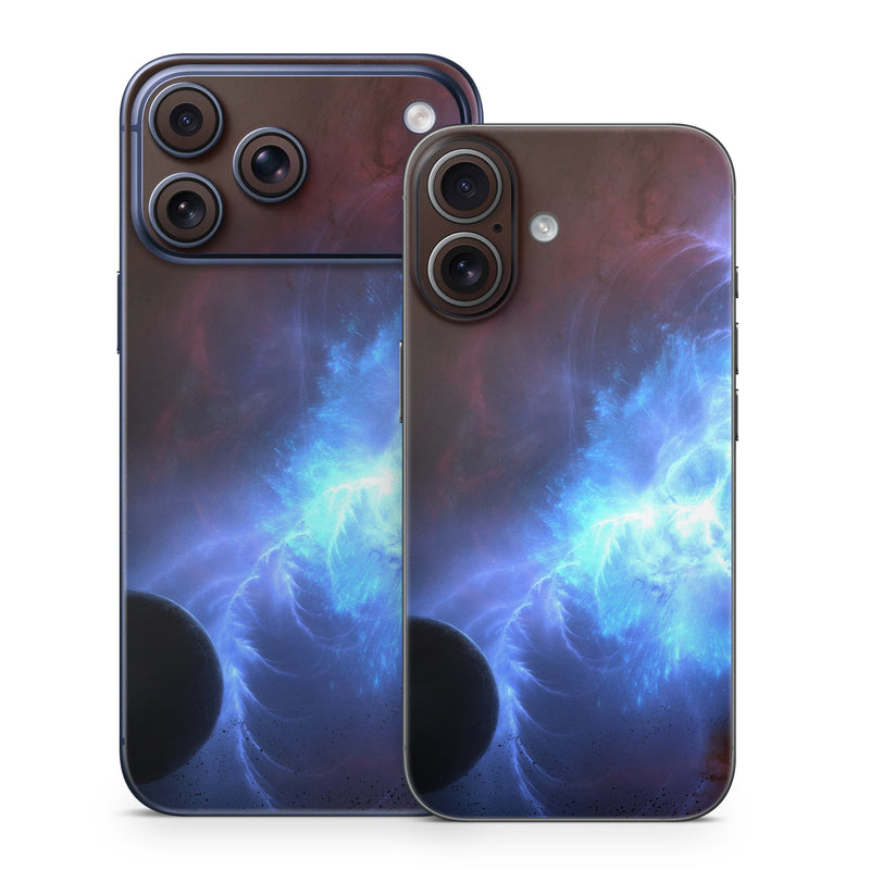 iPhone 17 Series Skin design of Sky, Atmosphere, Outer space, Space, Astronomical object, Fractal art, Universe, Electric blue, Art, Organism, with black, blue, purple colors