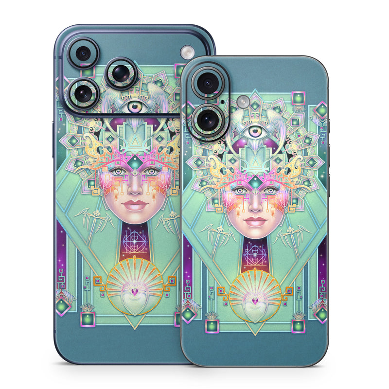 iPhone 17 Series Skin design of Head, Eye, Eyelash, Font, Art, Magenta, Rectangle, Painting, Illustration, Pattern, with blue, green, yellow, red, purple, white colors