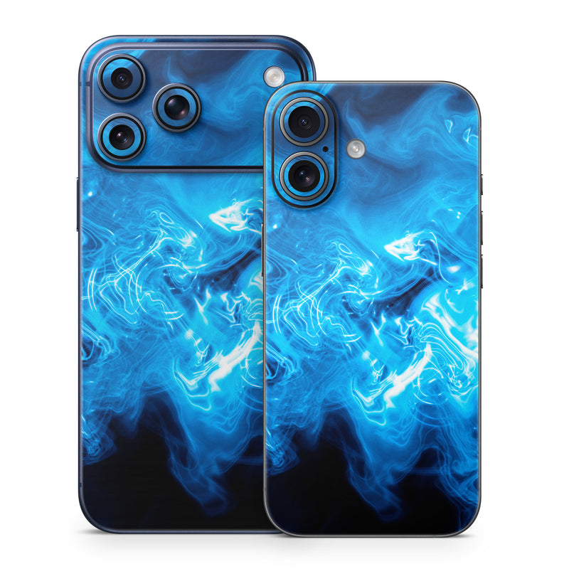 iPhone 17 Series Skin design of Blue, Water, Electric blue, Organism, Pattern, Smoke, Liquid, Art, with blue, black, purple colors