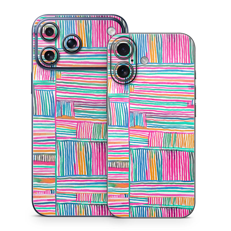 iPhone 17 Series Skin design of Colorfulness, Product, Rectangle, Azure, Textile, Art, Aqua, Material property, Magenta, Tints and shades, with white, pink, orange, green, blue, yellow colors